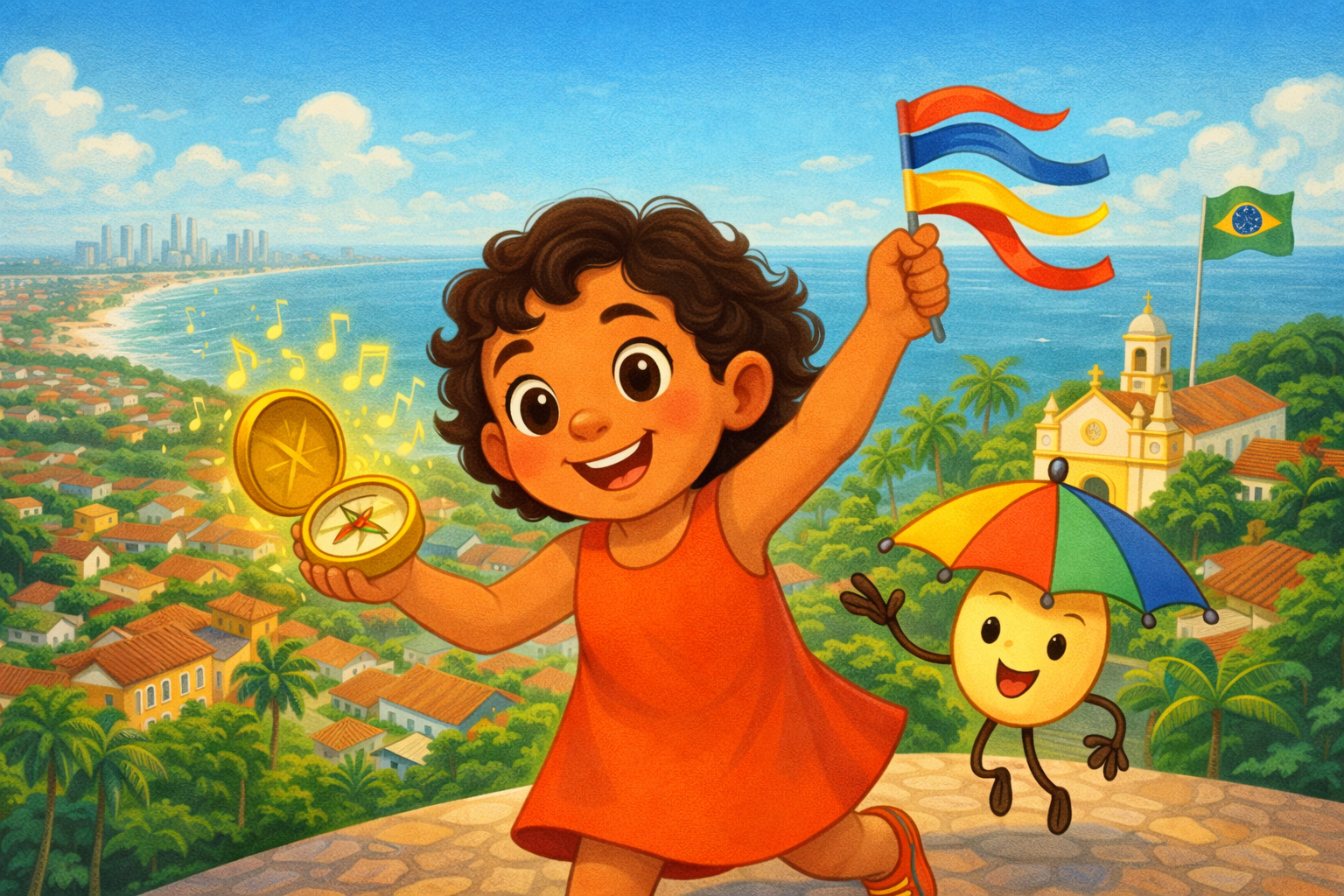 Ilustração da história A Bússola que Gostava de Dançar