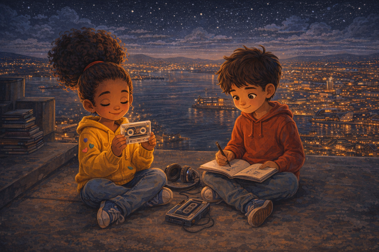 Ilustração da história Dandara e Cássia, a Fita que Guardava Vozes