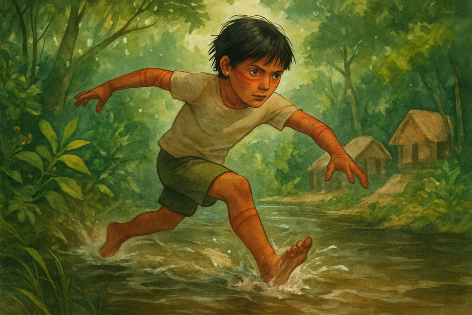 Ilustração da história O Menino que Falava com os Rios