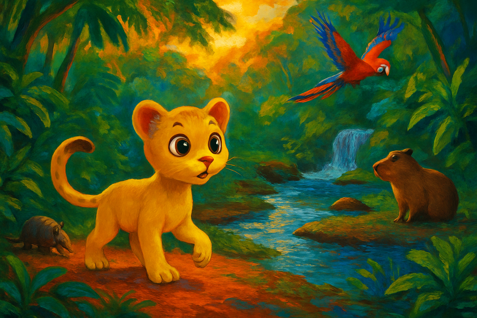 Ilustração da história A Onça que Perdeu suas Pintas