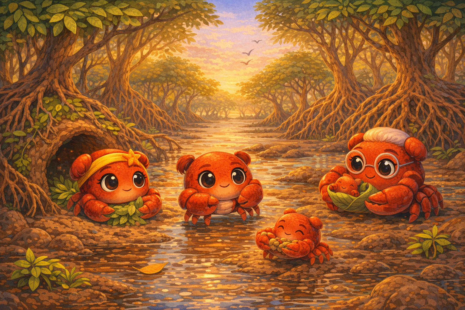 Ilustração da história Nina, a Caranguejinha do Mangue, e o Dia do Obrigado