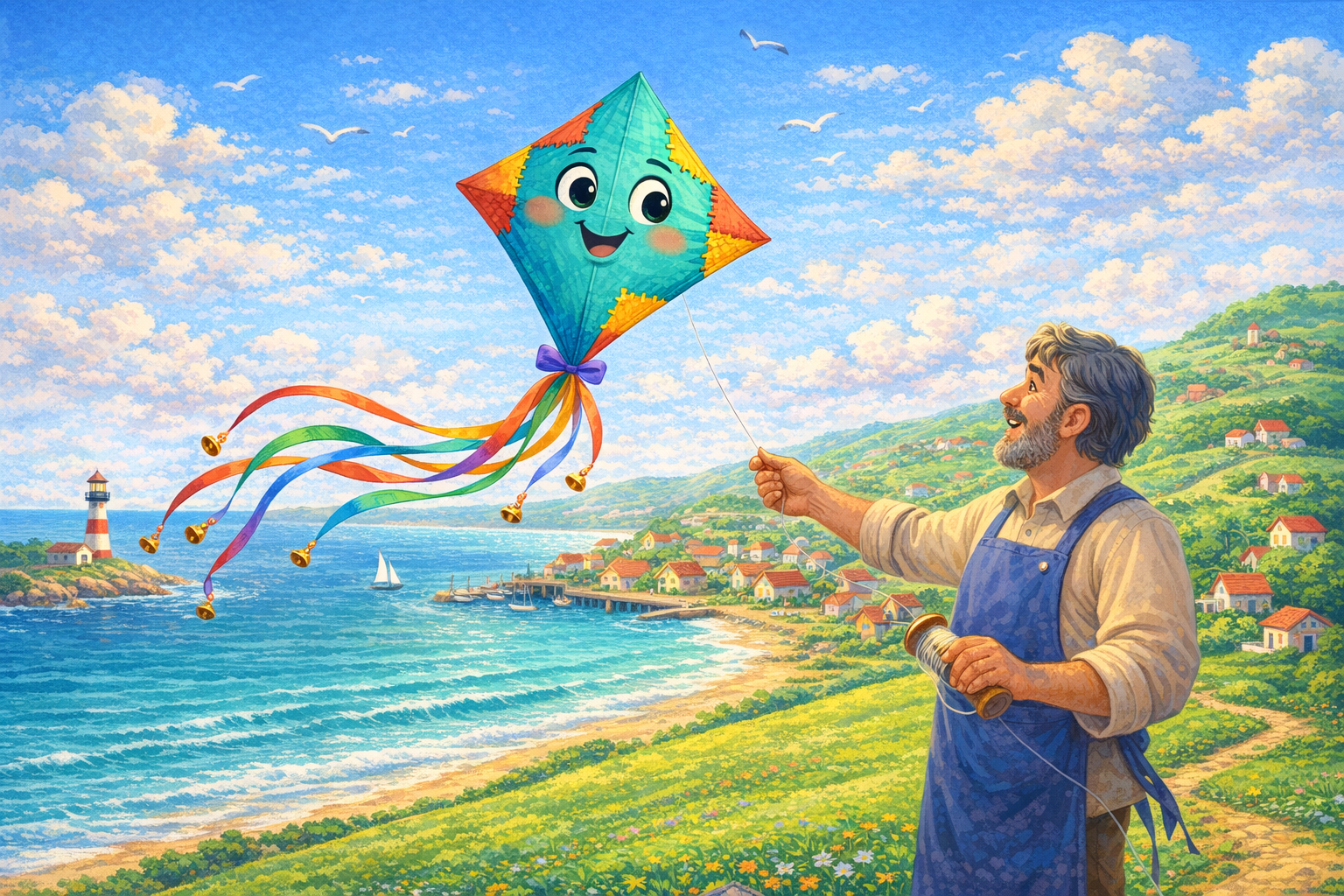 Ilustração da história Pirueta, a Pipa que Queria Conhecer o Mar