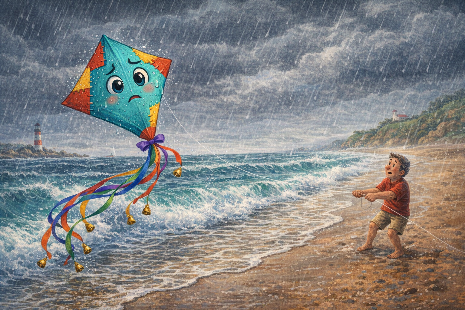 Ilustração da história Pirueta, a Pipa que Queria Conhecer o Mar